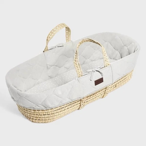 The Little Green Sheep | Natural Quilted Moses Basket & Stand-Dove