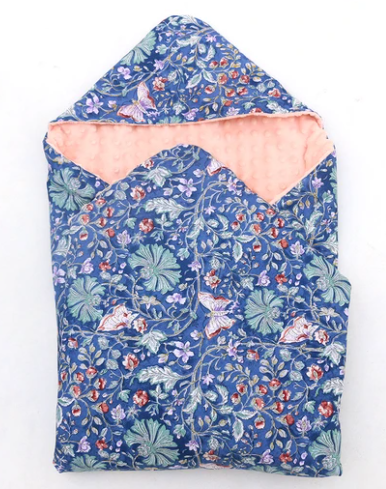 Little Love Blankets-Navy and Pink Wildflower (3 Point)