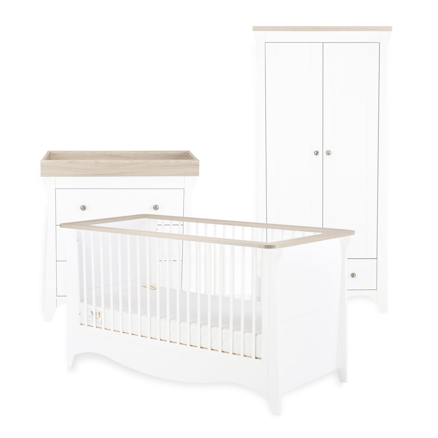 Clara 3 Piece Nursery Room Set White-Driftwood Ash