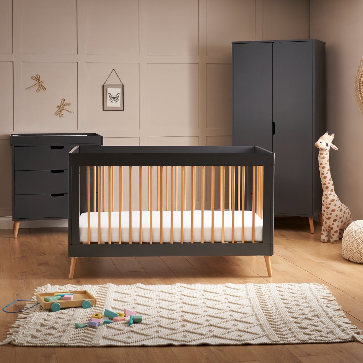 OBABY Maya Three Piece Room Set-Slate with Natural