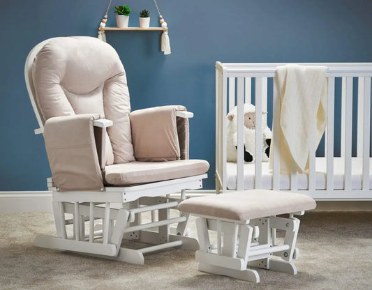 OBABY Reclining Glider Chair and Stool-Sand