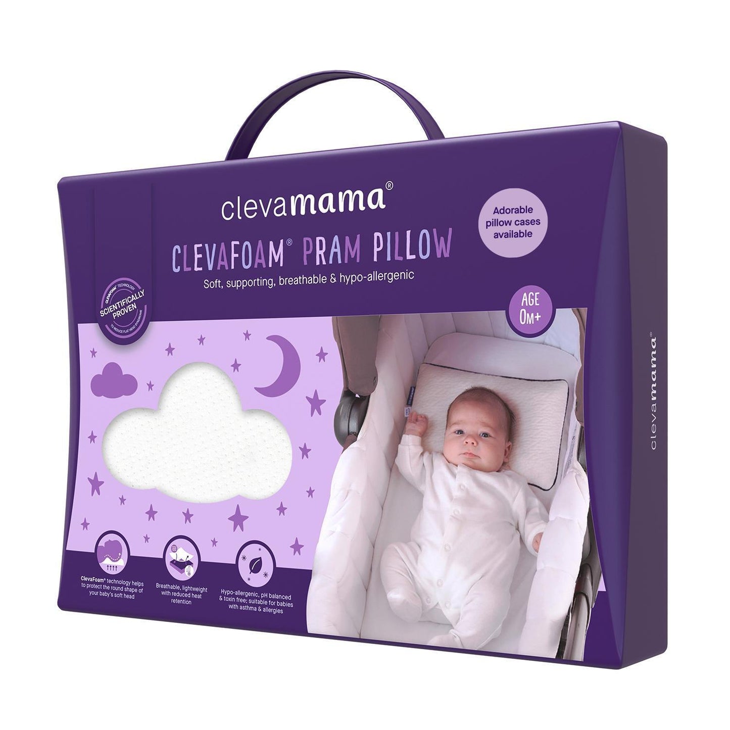 Clevamama ClevaFoam Pram Moses Basket Baby Pillow